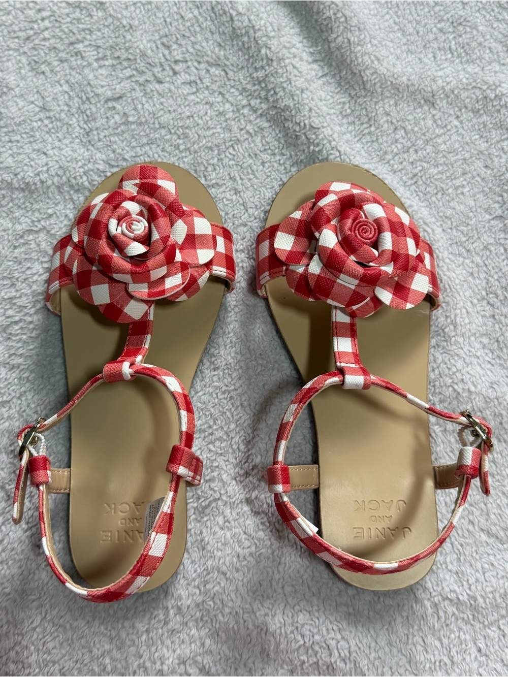 Janie and Jack | Red Gingham Rosette Sandals | Size 12 - Picture 3 of 11